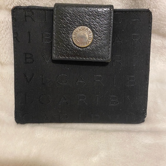 Authentic Bvlgari Logo Mania canvas bi-fold wallet in black - Picture 2 of 11